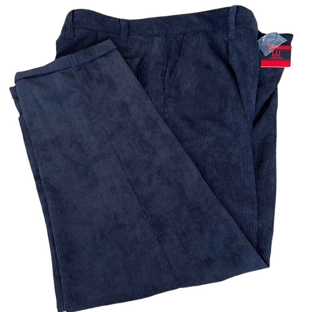 NWT linea uomo black lightweight corduroy cuffed slacks